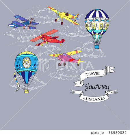 Background with Airplanes and Hot Air Balloons Background with Airplanes and Hot Air Balloons 38980022