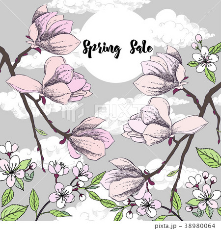 Background with magnolia and cherry blossom tree 38980064