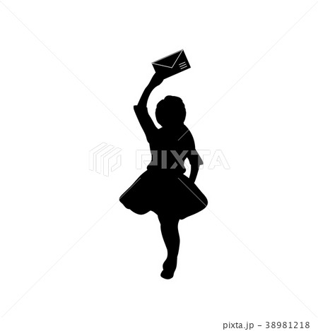 Silhouette girl with a letter in her hand 38981218