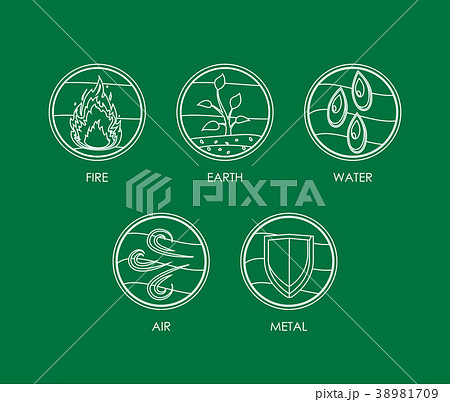 Ayurvedic Five Elements of Nature Set. Vector Ayurvedic Five Elements of Nature Set. Vector 38981709