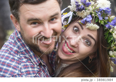 Portrait of a loving crazy couple of hipsters 38981984