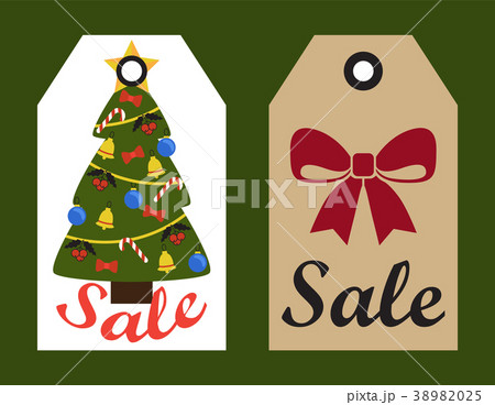 Sale New Year Tree and Bow Vector Illustration 38982025