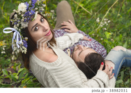 A loving couple of hipsters on walks A loving couple of hipsters on walks 38982031