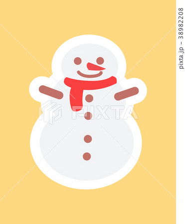 Snowman in Cute Red Scarf Funny Sticker Vector Snowman in Cute Red Scarf Funny Sticker Vector 38982208