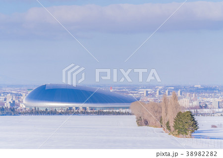北海道の冬　札幌羊が丘展望台からの雪景色 38982282