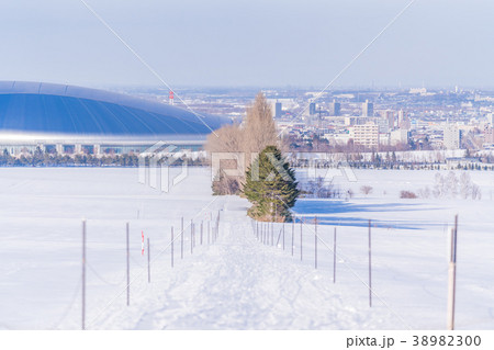 北海道の冬　札幌羊が丘展望台からの雪景色 38982300