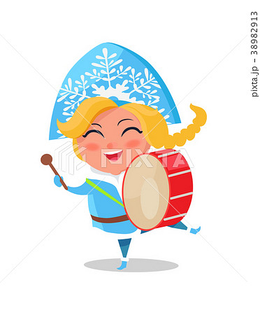 Snow Maiden Play Drums Vector Illustration Cartoon 38982913