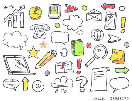 Drawn Office Theme Icons Vector Illustration Set Drawn Office Theme Icons Vector Illustration Set 38983179