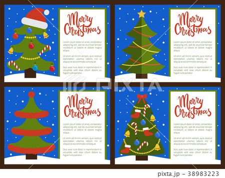 Merry Christmas Happy New Year Posters with Tree Merry Christmas Happy New Year Posters with Tree 38983223