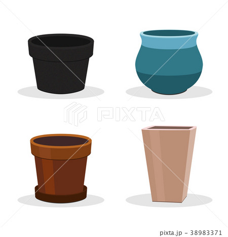 Garden set of four flower pots isolated on white. 38983371