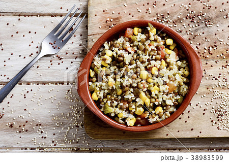 bulgur salad with lentils and other vegetables bulgur salad with lentils and other vegetables 38983599