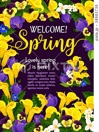 Spring Season Holiday welcome banner with flower 38983736