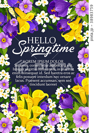Vector Hello Springtime floral flower bunch poster 38983759