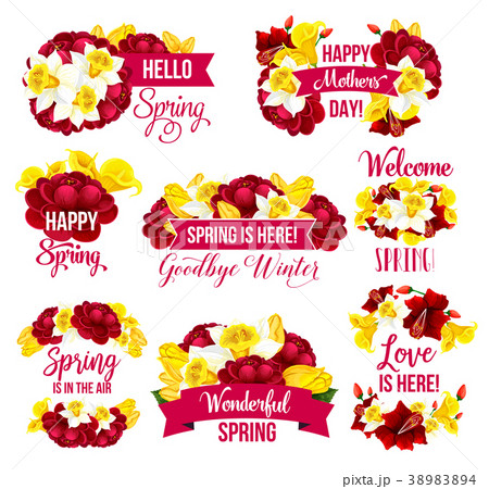 Flower icon of Spring Season Holiday greeting card 38983894