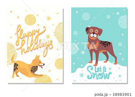 Happy Holidays Let it Snow Postcards with Dogs 38983901