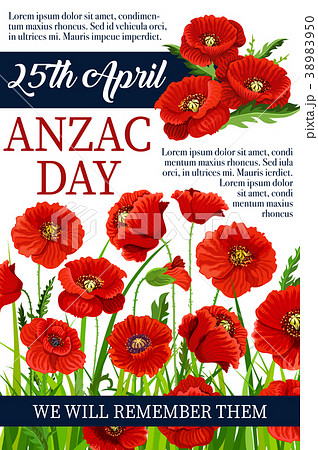 Anzac Day 25 April poppy vector war memory poster 38983950