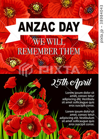 Anzac Day poppy flower memorial poster design Anzac Day poppy flower memorial poster design 38984043