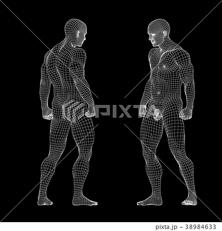 筋肉隆々の男性 ワイヤーフレームperming3DCGイラスト素材 筋肉隆々の男性 ワイヤーフレームperming3DCGイラスト素材 38984633