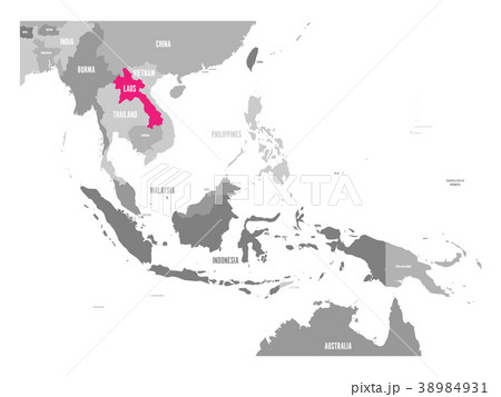 Vector map of Laos. Pink highlighted in Southeast 38984931