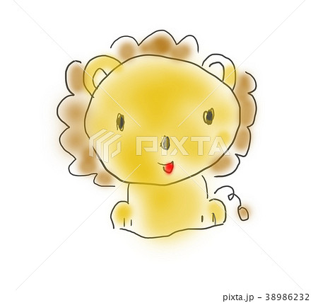 ライオンくん 子供の落書き風イラスト 動物のゆるい絵のイラスト素材