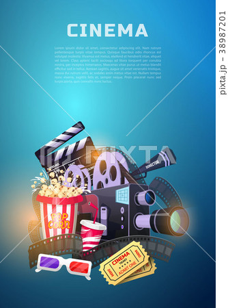 Movie elements set. Vintage cinema, entertainment Movie elements set. Vintage cinema, entertainment 38987201
