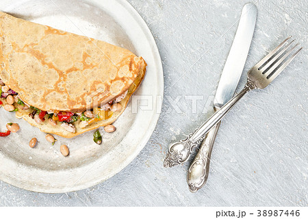 Buckwheat Pancake. Mexican Quesadilla. 38987446