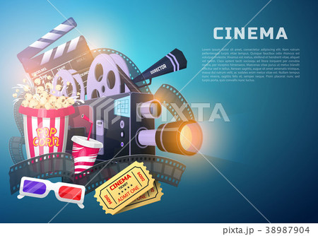 Movie elements set. Vintage cinema, entertainment Movie elements set. Vintage cinema, entertainment 38987904