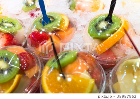 Europe, Catalonia, Spain. Fresh fruit market in 38987962