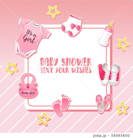 Baby shower set. Invitation template with place fo 38993600