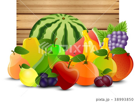 A wooden background with fruits A wooden background with fruits 38993850