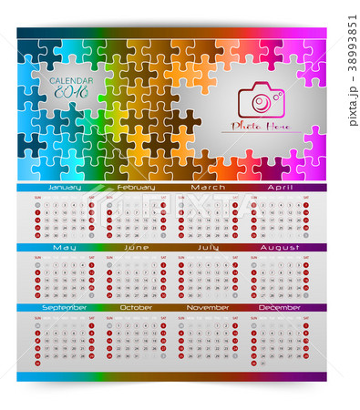 Calendar of 2018 year with colorful puzzle pieces  38993851