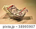 A shopping basket with a dollar bill 38993907