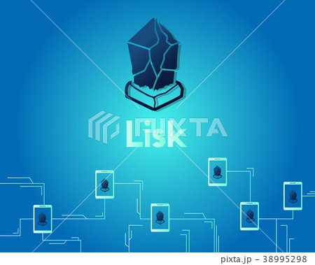 Cryptocurrency lisk technology circuit on blue Cryptocurrency lisk technology circuit on blue 38995298