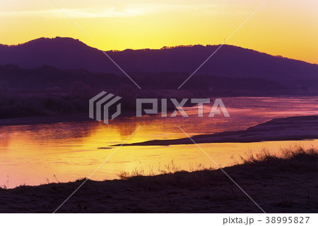角田付近の阿武隈川の朝焼け 角田付近の阿武隈川の朝焼け 38995827
