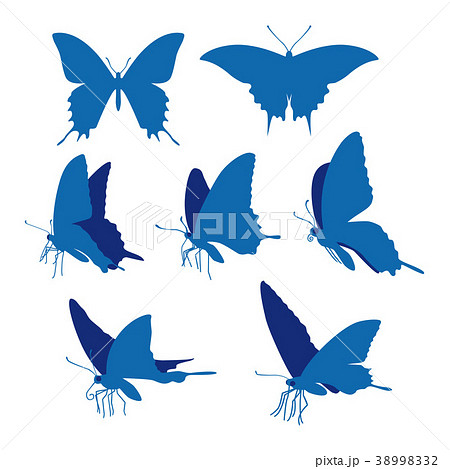 アゲハ蝶のシルエットイラストのイラスト素材 3932