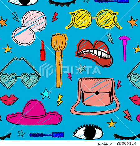 Pattern With Hand Drawn Fashion Design. Pattern With Hand Drawn Fashion Design. 39000124