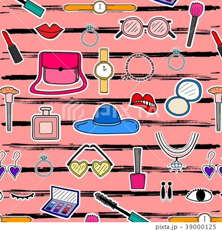 Pattern With Hand Drawn Fashion Design. Pattern With Hand Drawn Fashion Design. 39000125