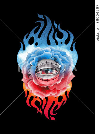 Watercolor flaming flower and all-seeing eye Watercolor flaming flower and all-seeing eye 39004597