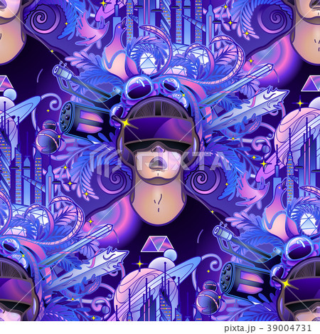 Graphic man wearing virtual reality headset 39004731
