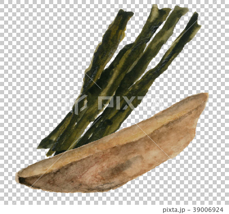 Kelp and dried bonito [Hand-painted watercolor] White background Transparent background 39006924