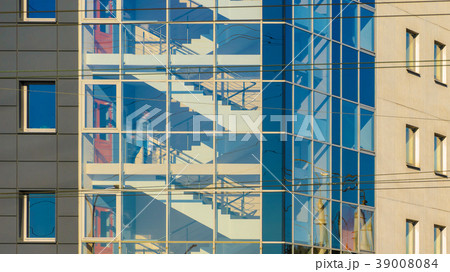 Staircase with Glass Facade in an Office Building Staircase with Glass Facade in an Office Building 39008084