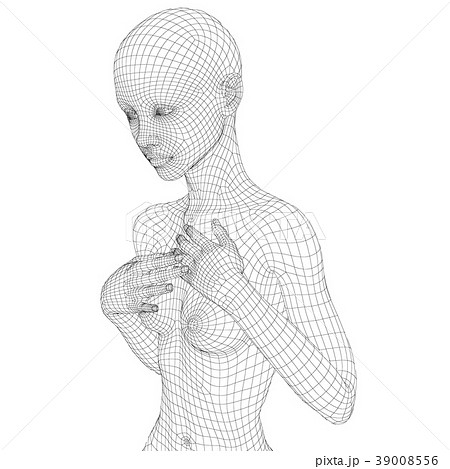 ワイヤーフレーム 女性の体 perming3DCGイラスト素材のイラスト素材 