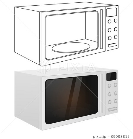 Microwave oven. Vector outline drawing and 3d Microwave oven. Vector outline drawing and 3d 39008815