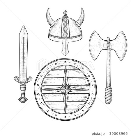 Crossed swords. Hand drawn sketch - Stock Illustration [39008967] - PIXTA