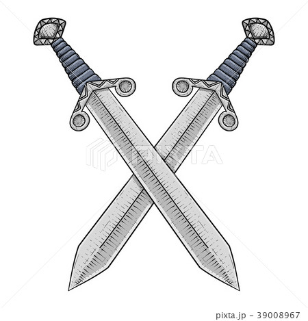Crossed swords with helmet vector illustration - Stock Illustration  [72325580] - PIXTA