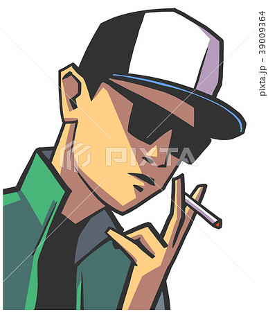 Illustration of young guy smoking in color Illustration of young guy smoking in color 39009364