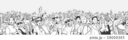 Wide illustration festival crowd at concert  39009365