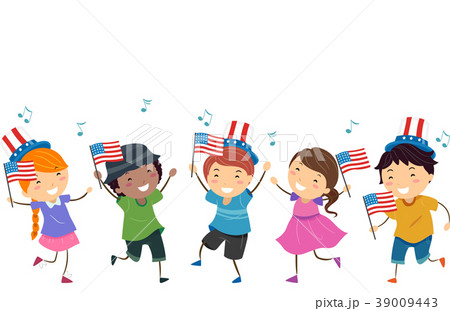 Stickman Kids Celebrate Patriot Day Illustration 39009443