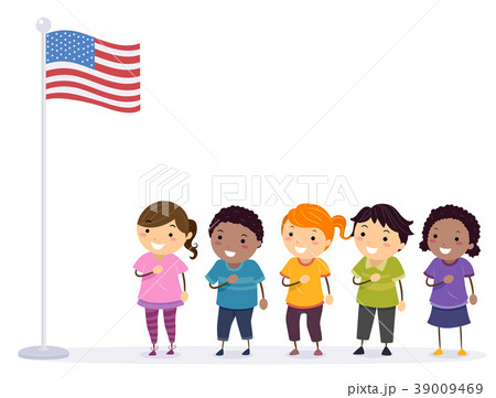 Stickman Kids Pledge Flag Illustration 39009469