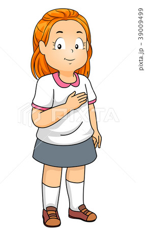 Kid Girl Hand Heart Pledge Illustration 39009499
